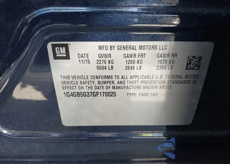 2016 Buick Lacrosse Leather from USA, damaged, VIN 1G4GB5G37GF170025